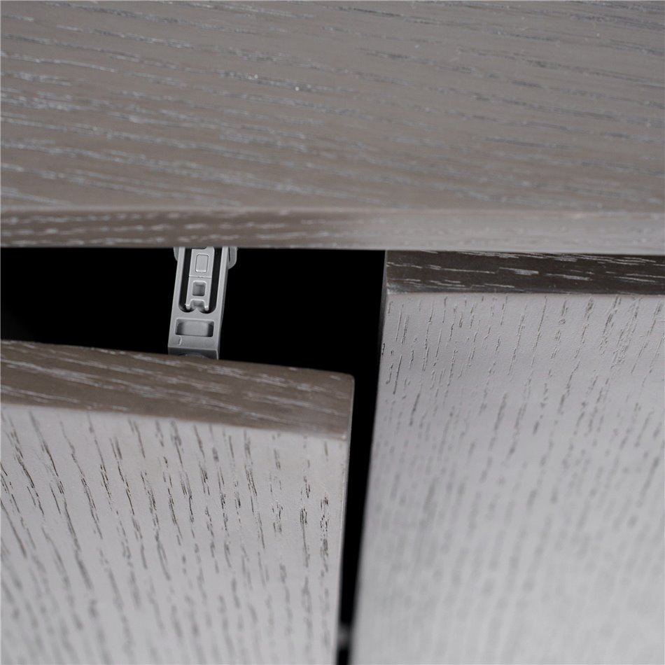 Puhvetkapp Ramma SB, tamme spoon/MDF/metall, hall/kuldne värv, H80x180x48cm