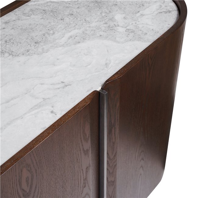 Sideboard Rond SB, sintered stone/MDF/ash veneer/metal, H78x180x42cm