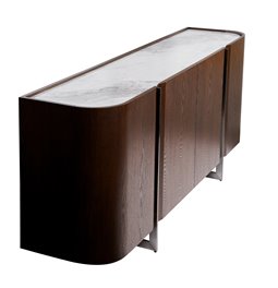 Puhvetkapp Rond SB, paagutatud kivi/MDF/saar spoon/metall, H78x180x42cm