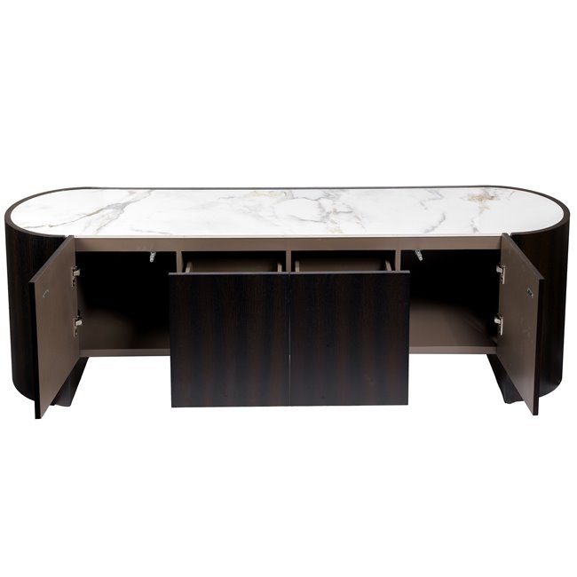 TV stand Romanna TV, 12mm sintered stone/MDF/oak veneer, H55x180x42cm