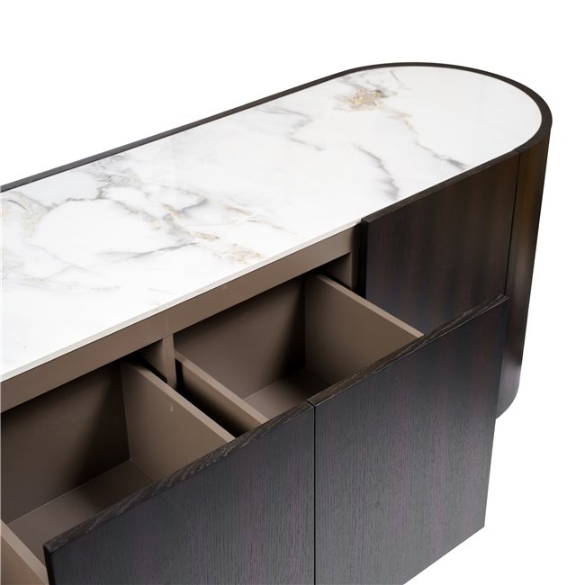 TV stand Romanna TV, 12mm sintered stone/MDF/oak veneer, H55x180x42cm