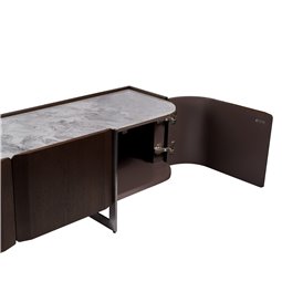 TV stand Rondola TV, sintered stone/MDF/ash veneer/metal, H50x180x42cm