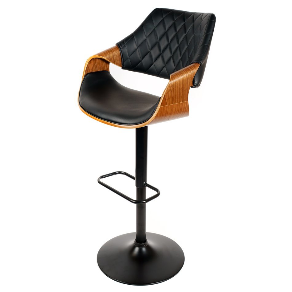 Барный стул Sandhaugt black 031, ореховый цвет/черный, H96-118x54x54cm, высота сиденья 62-84cm