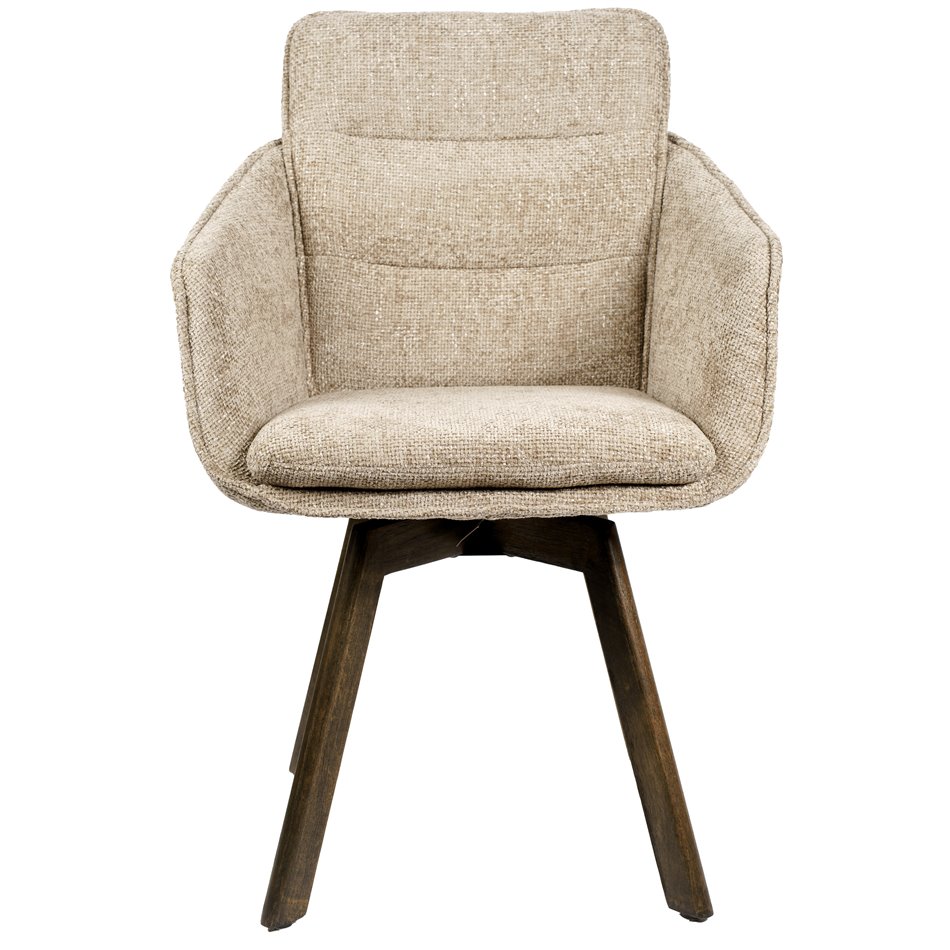 Dining chair Sarroka, brown/taupe, rotatable 360 degrees, H87x57x59.5cm, seat height 50cm