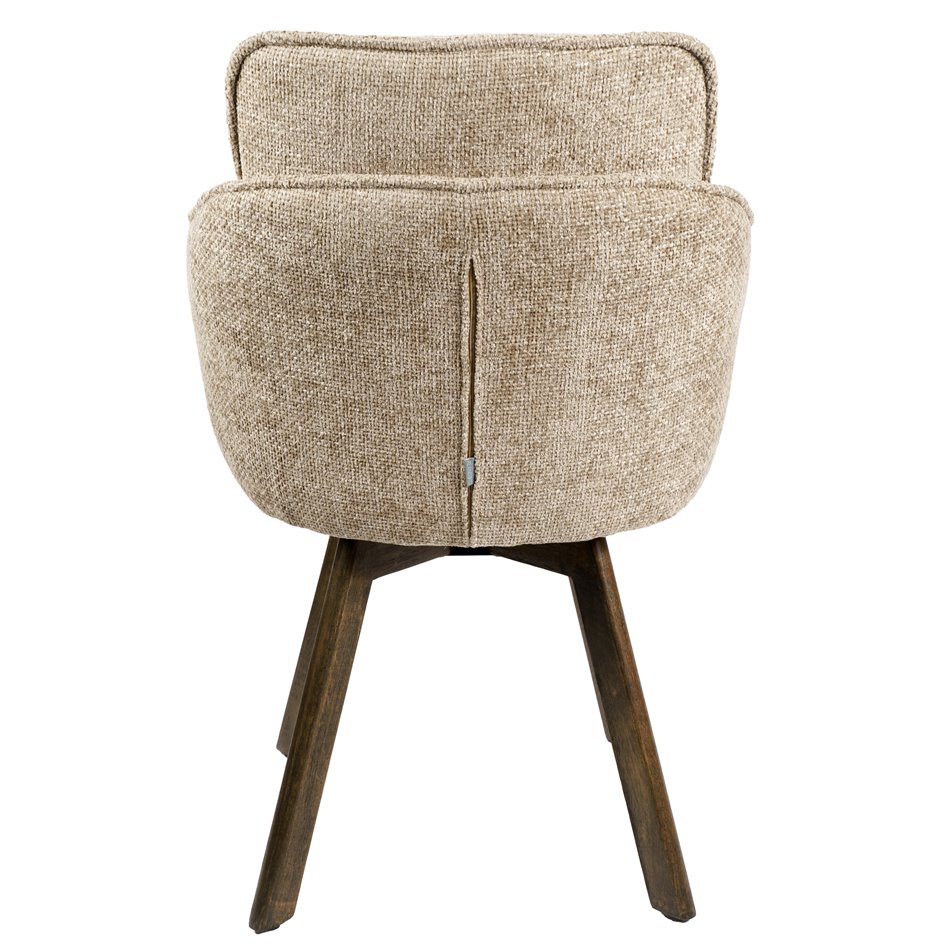 Dining chair Sarroka, brown/taupe, rotatable 360 degrees, H87x57x59.5cm, seat height 50cm