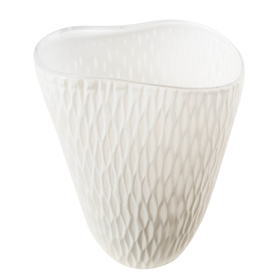 Vase Dally M, glass, white, H23cm, D19cm