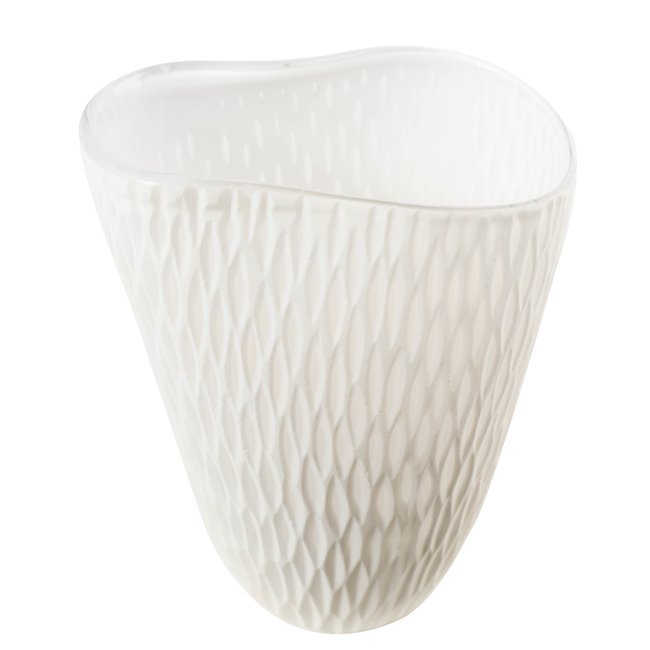 Vase Dally M, glass, white, H23cm, D19cm