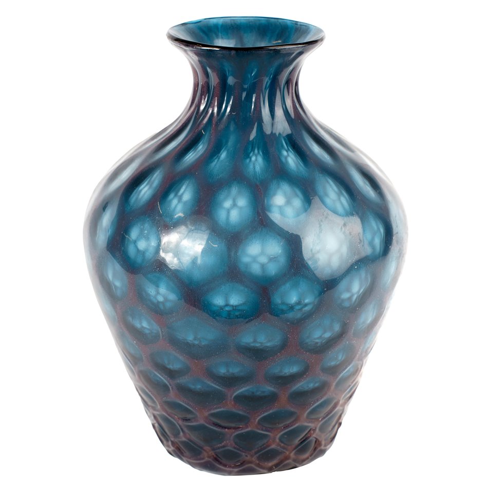 Vaas Delian, klaas, sinine, H30cm, D21cm