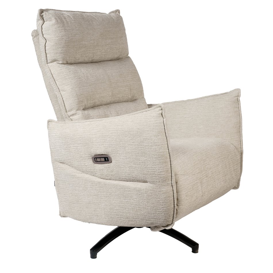 Electric recliner Amandy Kansas 4 natural K, 2 motors, cream, rotatable 360 degrees, H74-110x76x90-158cm, seat height 40-51cm
