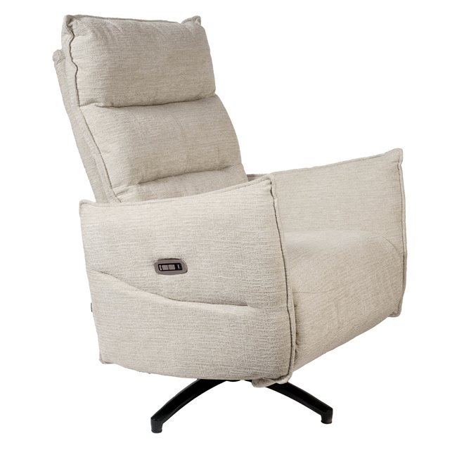 Electric recliner Amandy Kansas 4 natural K, 2 motors, cream, rotatable 360 degrees, H74-110x76x90-158cm, seat height 40-51cm