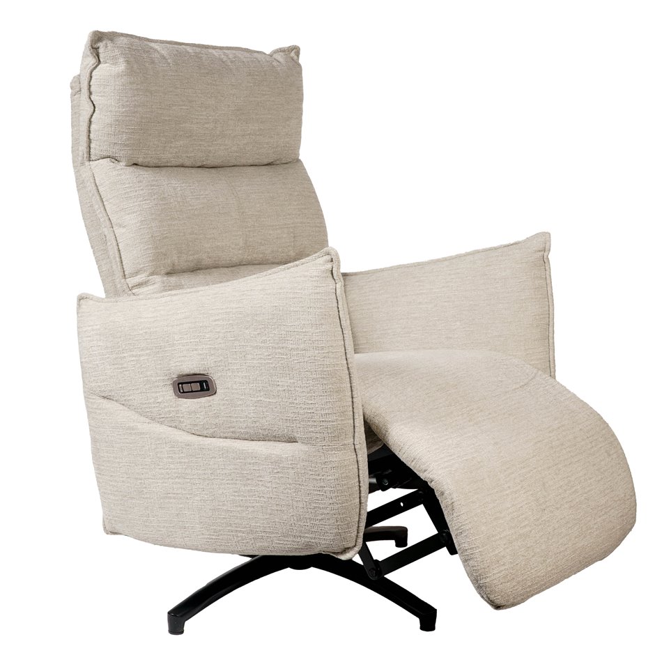 Electric recliner Amandy Kansas 4 natural K, 2 motors, cream, rotatable 360 degrees, H74-110x76x90-158cm, seat height 40-51cm