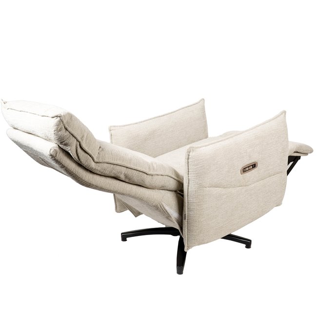Electric recliner Amandy Kansas 4 natural K, 2 motors, cream, rotatable 360 degrees, H74-110x76x90-158cm, seat height 40-51cm