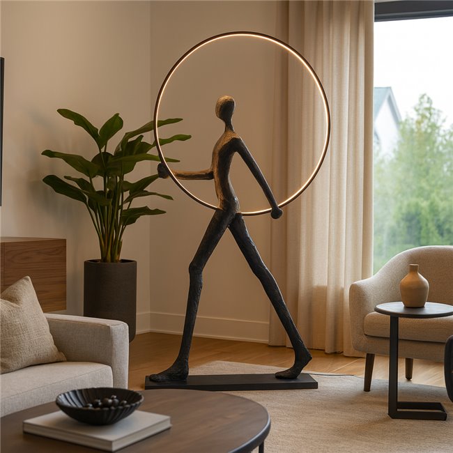 Põrandalamp Haiger, valge/must, H180x105x20cm, LED 62W, 3000K