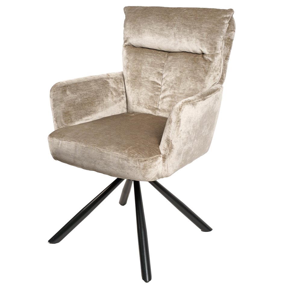 Обеденный стул Arringo, светло-серо-коричневый, бархат, вращающийся на 180 градусов, H93.5x67x57cm, сиденья H50cm