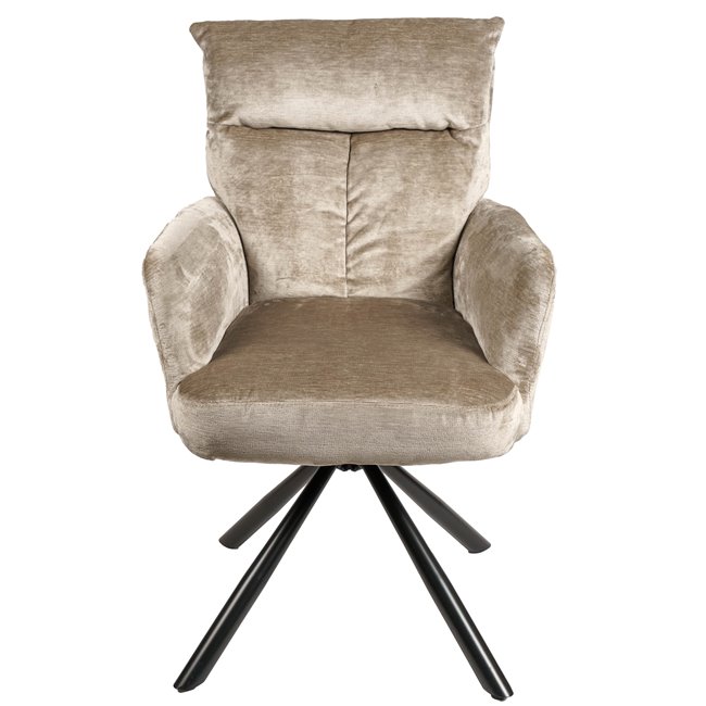 Обеденный стул Arringo, светло-серо-коричневый, бархат, вращающийся на 180 градусов, H93.5x67x57cm, сиденья H50cm