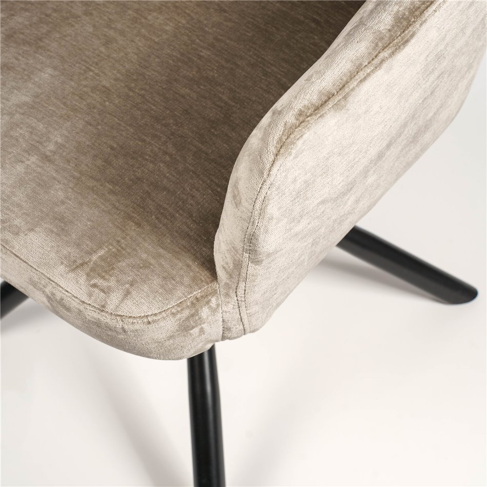 Обеденный стул Arringo, светло-серо-коричневый, бархат, вращающийся на 180 градусов, H93.5x67x57cm, сиденья H50cm