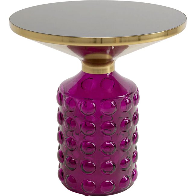 Side table Lola Purple, metal/glass, D50cm H52cm