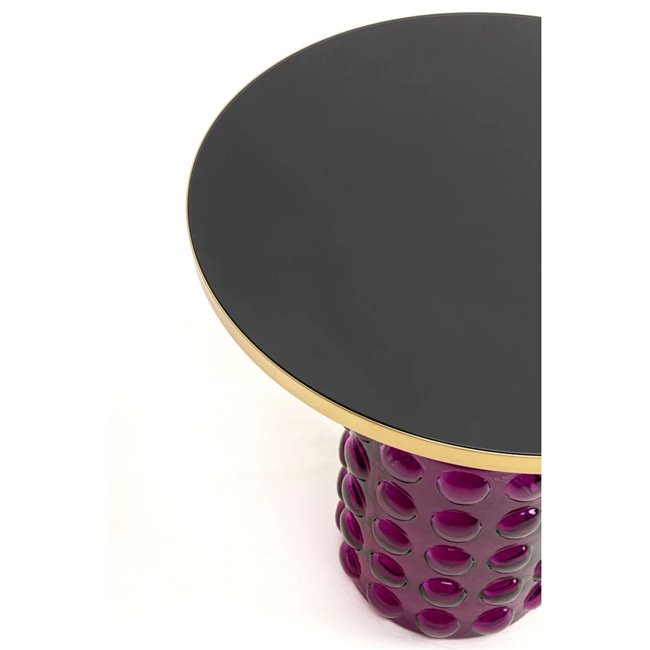 Side table Lola Purple, metal/glass, D50cm H52cm