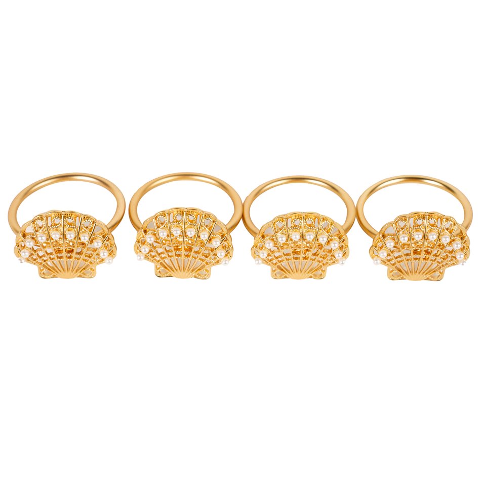 Napkin ring Paleros set of 4, gold color, H4.5x3x4cm