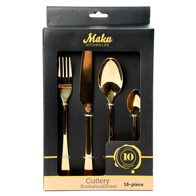 Cutlery set Maku Cutlery gold for 4 persons, 16 pcs., H5.5x17x29cm