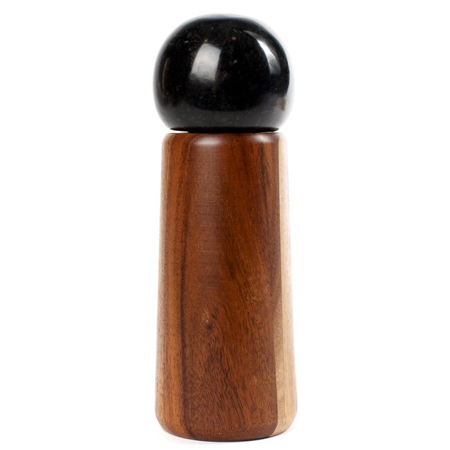 Spice grinder, wood/marble, black/brown, H15.5cm, D5.3cm