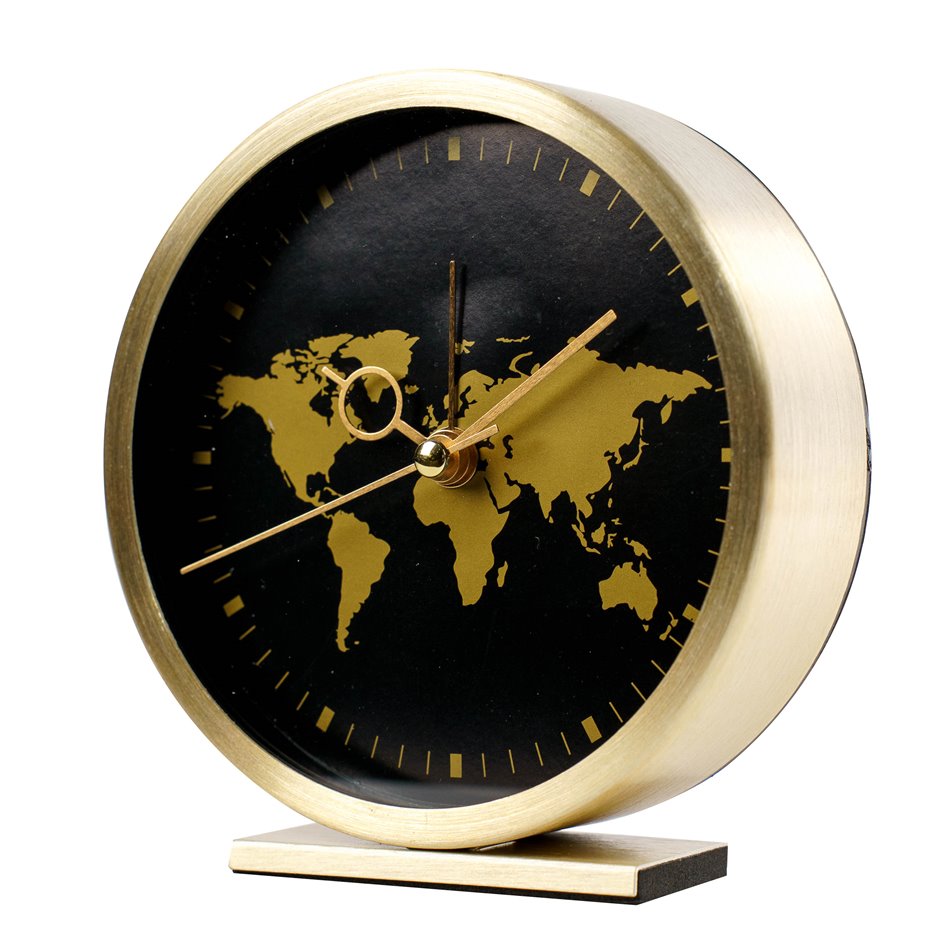 4Living Alarm clock Globe display, black/gold color, H12x11.5x3.5cm