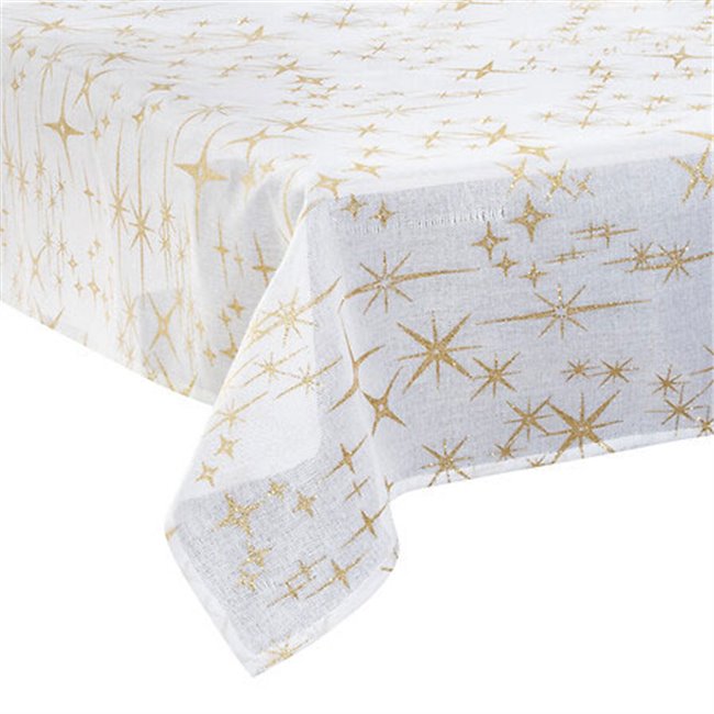 Canvas tablecloth Star, white/gold color, 140x240cm