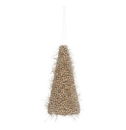 X-mas Fir tree subject with quills, champagne color, H15x7.5x7.5cm
