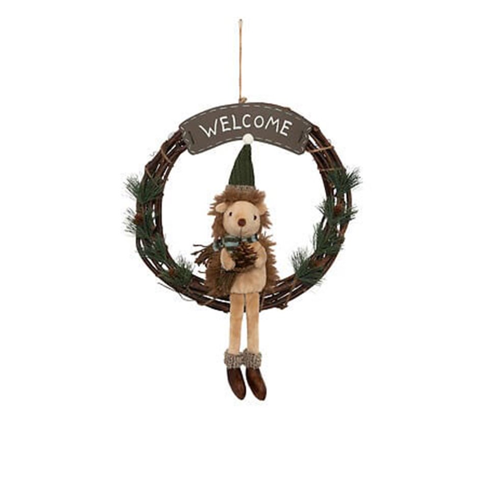 X-mas decor Hedgehog Wreath Ornament, H44x33x10cm