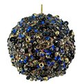Christmas decor Bead sequin ball blue gold, D8cm