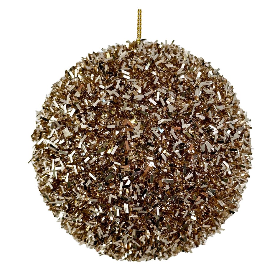 Christmas decor Tinsel ball champagne, D8cm