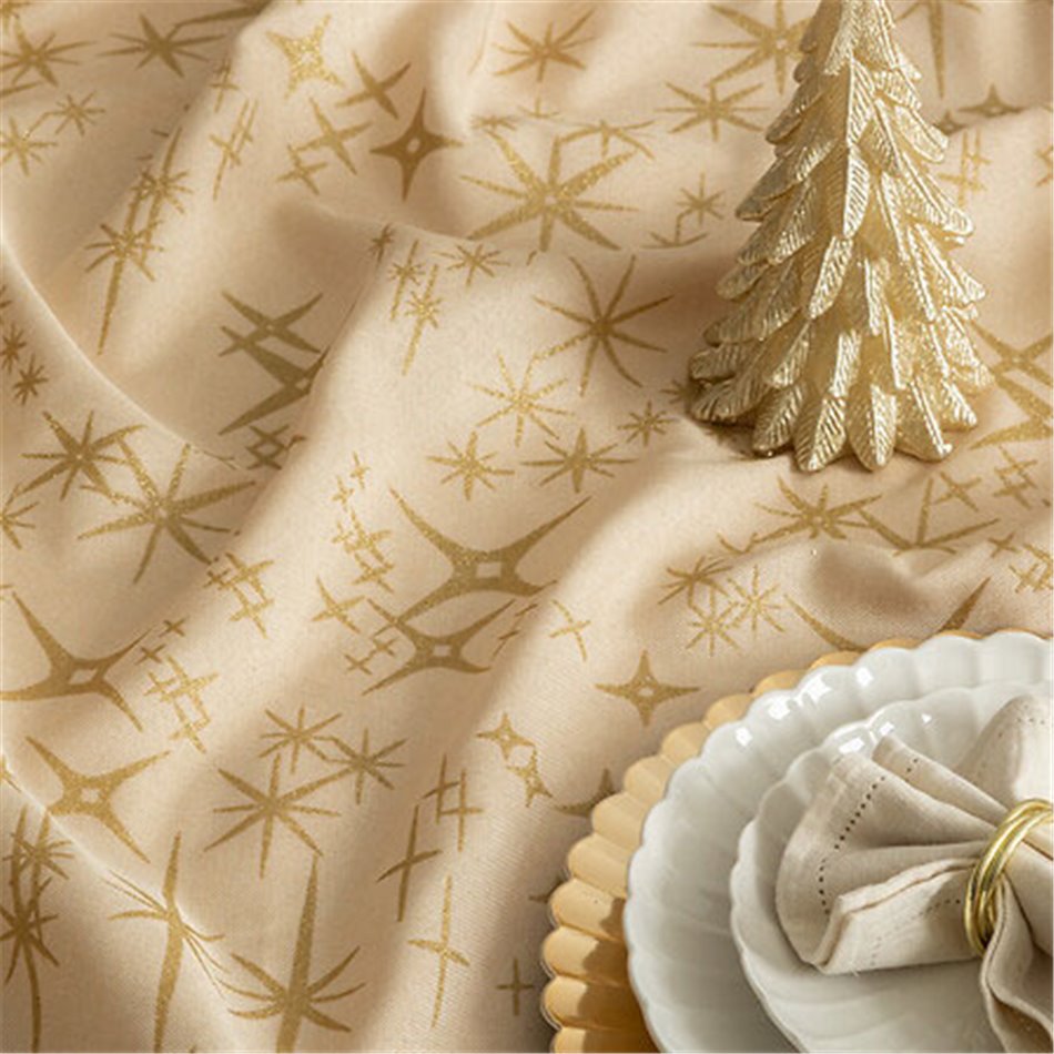 Canvas tablecloth Stragi candle, beige/gold color, 140x360