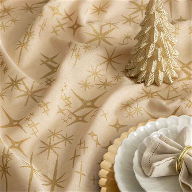 Canvas tablecloth Stragi candle, beige/gold color, 140x360