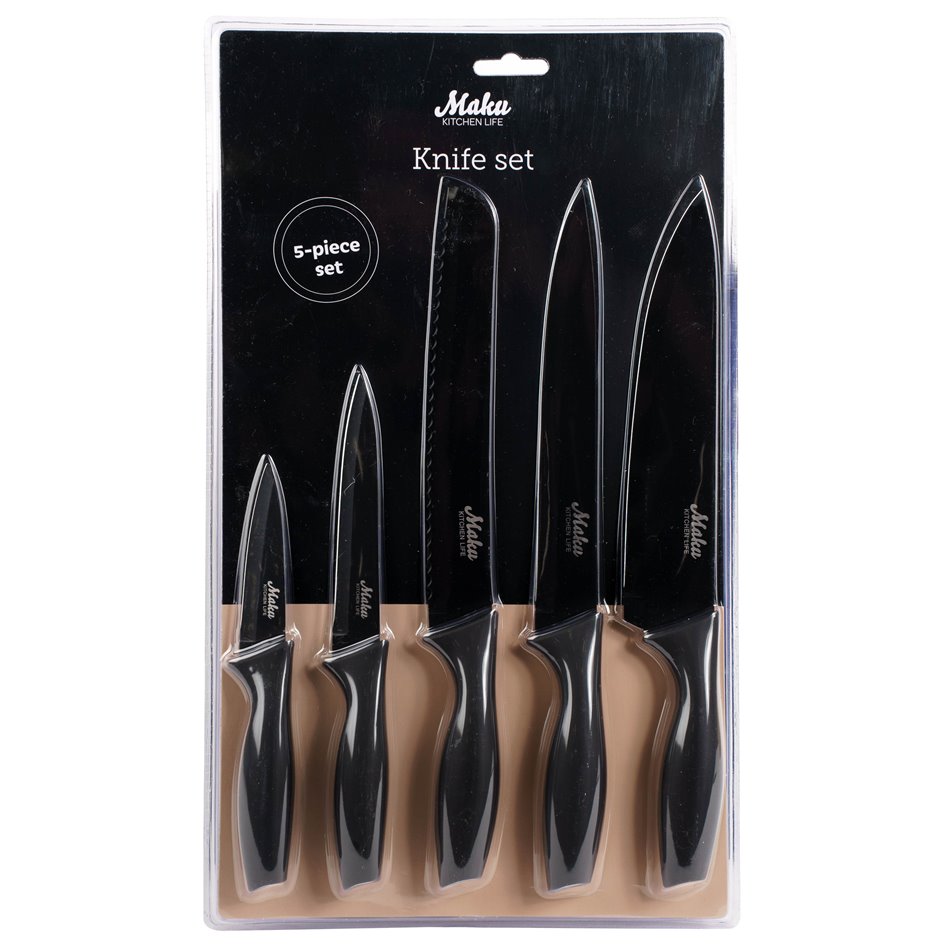 Kitchen Knife Set 5pcs Steel, black, 41x24x3cm