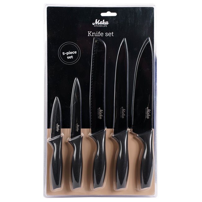 Kitchen Knife Set 5pcs Steel, black, 41x24x3cm