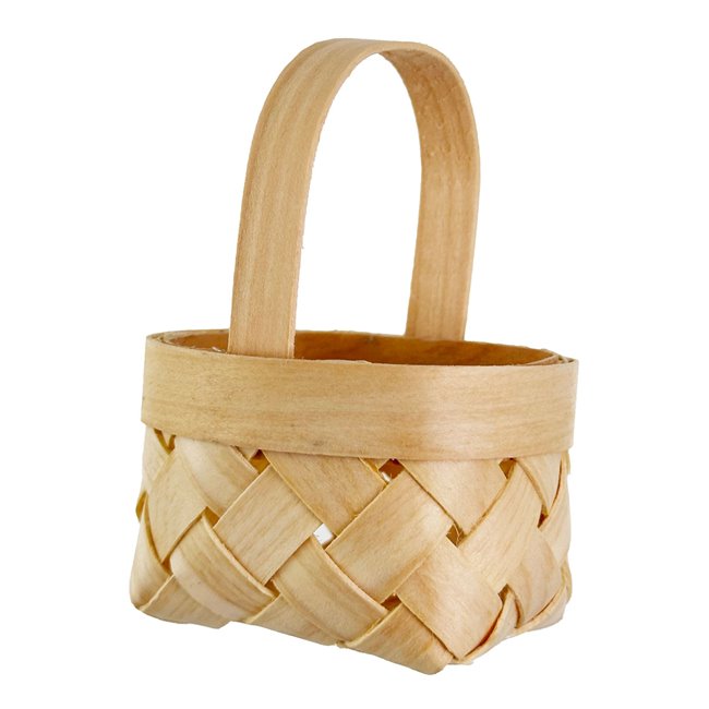 Christmas decor Wooden basket ornament natural, H8x6.5x4cm