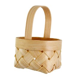 Christmas decor Wooden basket ornament natural, H8x6.5x4cm