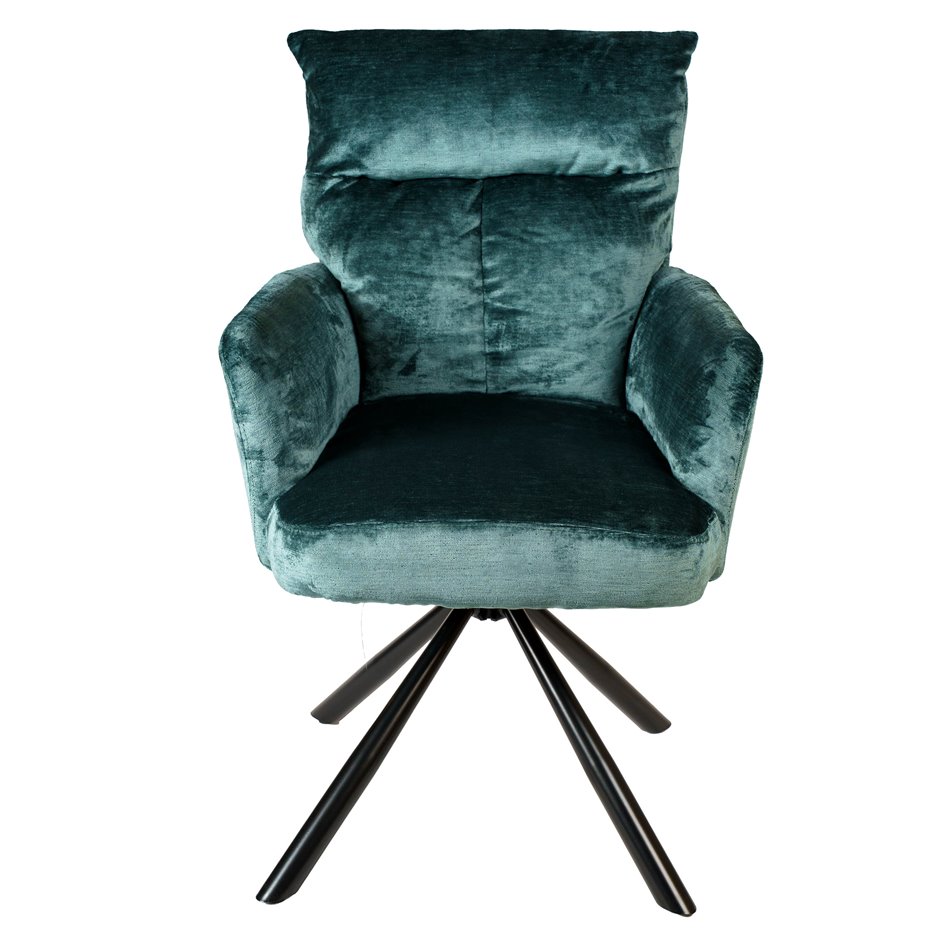Обеденный стул Arringo K, голубовато-зеленый, бархат, вращающийся на 180 градусов, H93.5x67x57cm, сиденья H50cm