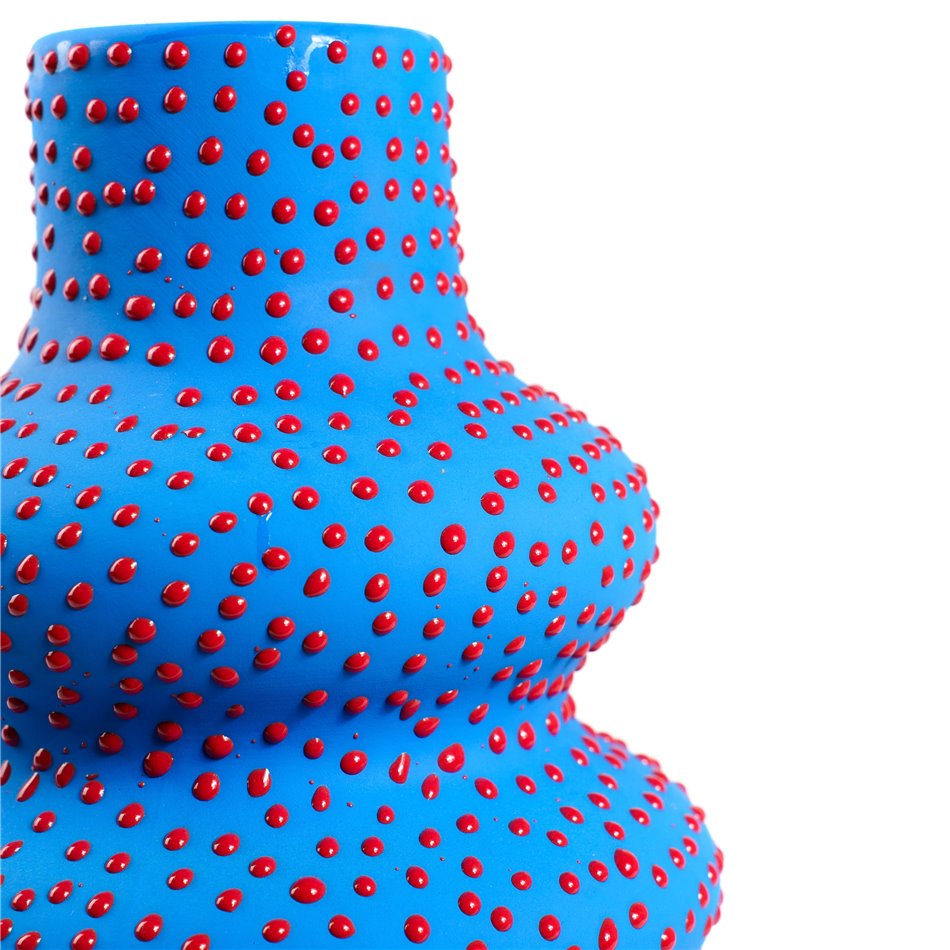 Vaas Blue, keraamika, sinine/punane, H32x19.3x19.3cm