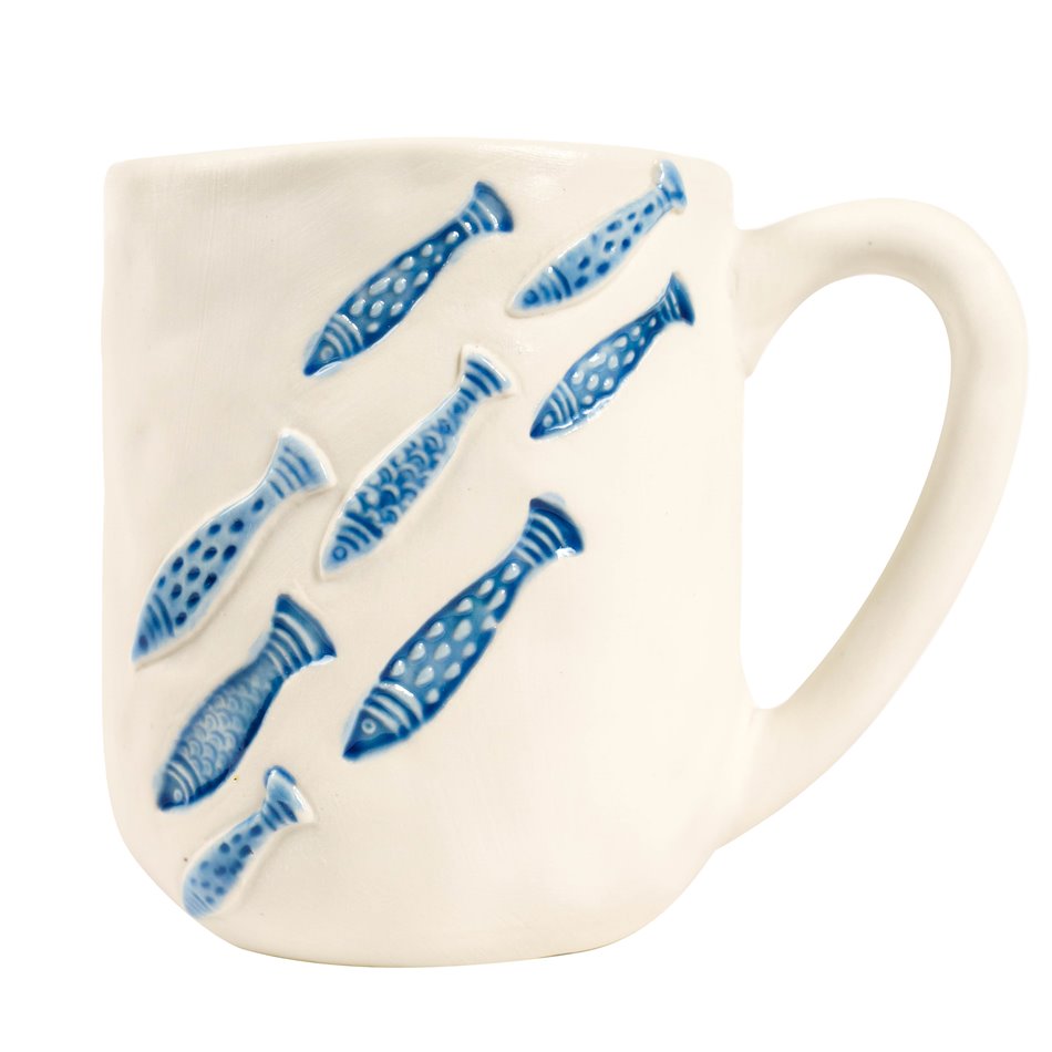 Mug Pina multi, blue/white, 600ml, H10.5x8.7x12.5cm