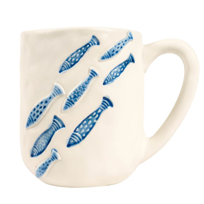 Mug Pina multi, blue/white, 600ml, H10.5x8.7x12.5cm