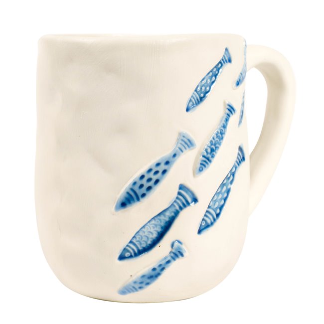 Mug Pina multi, blue/white, 600ml, H10.5x8.7x12.5cm