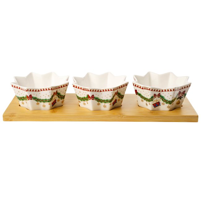 Suupiste kausside komplekt 3 MAGIE DE NOEL, H6x33.2.7x12cm, kauss D11cm H5cm