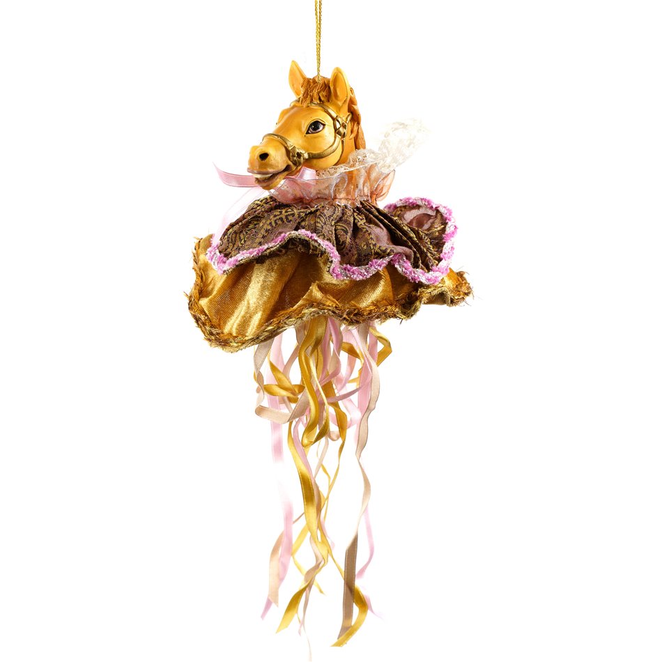 Christmas decor Horse Ruffle, mauve/gold