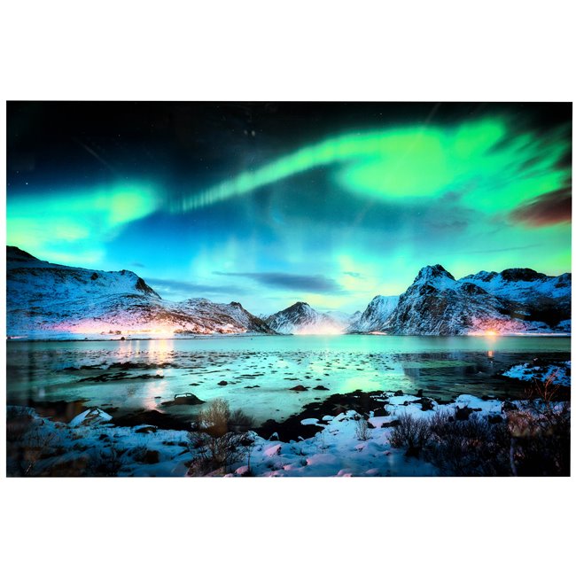 Glass picture Landscape with green sky, 120x80x0.4cm