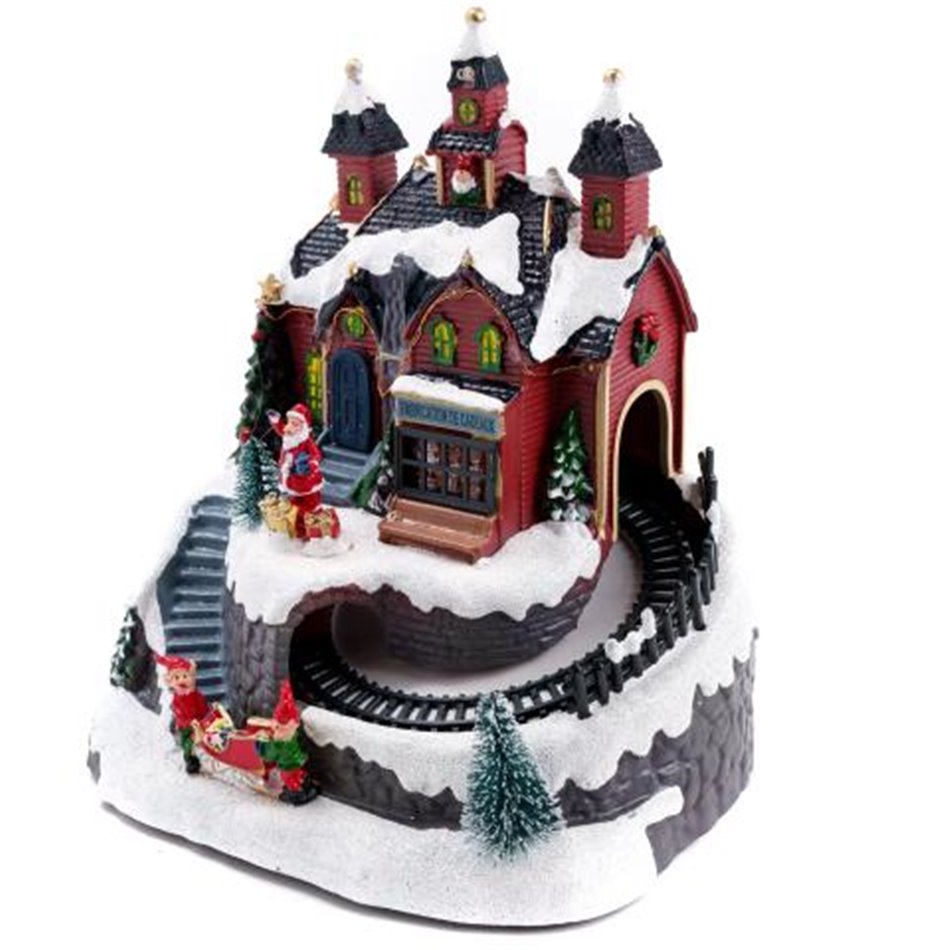 X-mas decor GIFT WORKSHOP VILLAGE, 12 LED, H21.5x19.5x15.5cm