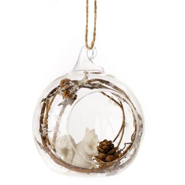 X-mas decor GLASS BALL W/ DECORATION, H9.5x8.7x8cm