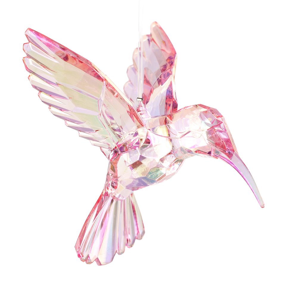 X-mas decor HUMMINGBIRD IN TWO TONE, pink,9.7x10 cm 