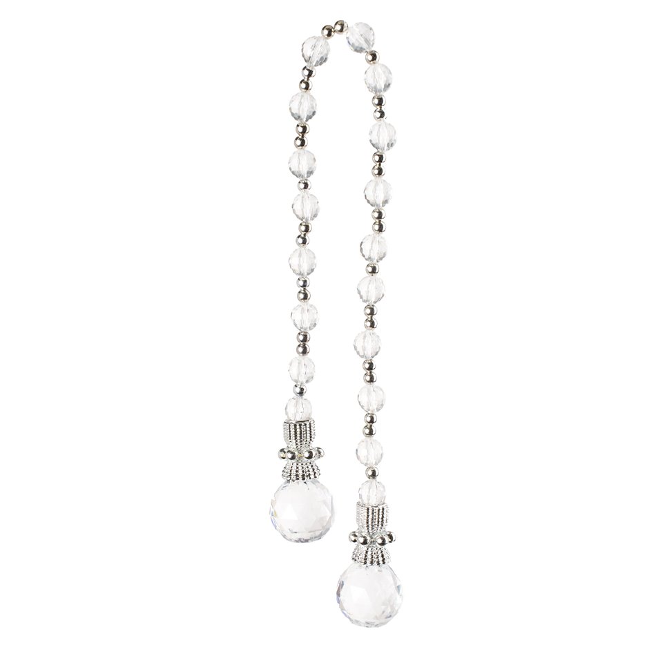 X-mas decor BEAD CHAIN clear/silver, 48cm