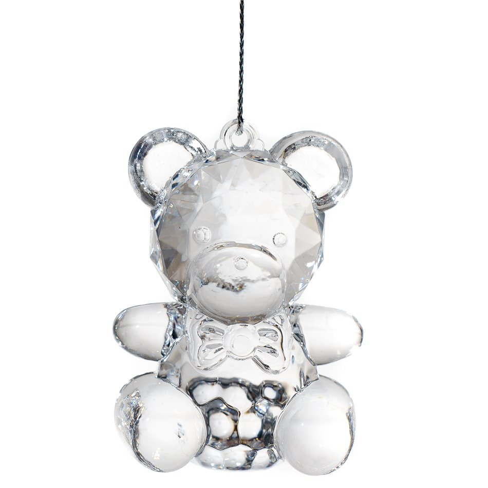 X-mas decor Bear drop, clear, 4.6x6.2cm